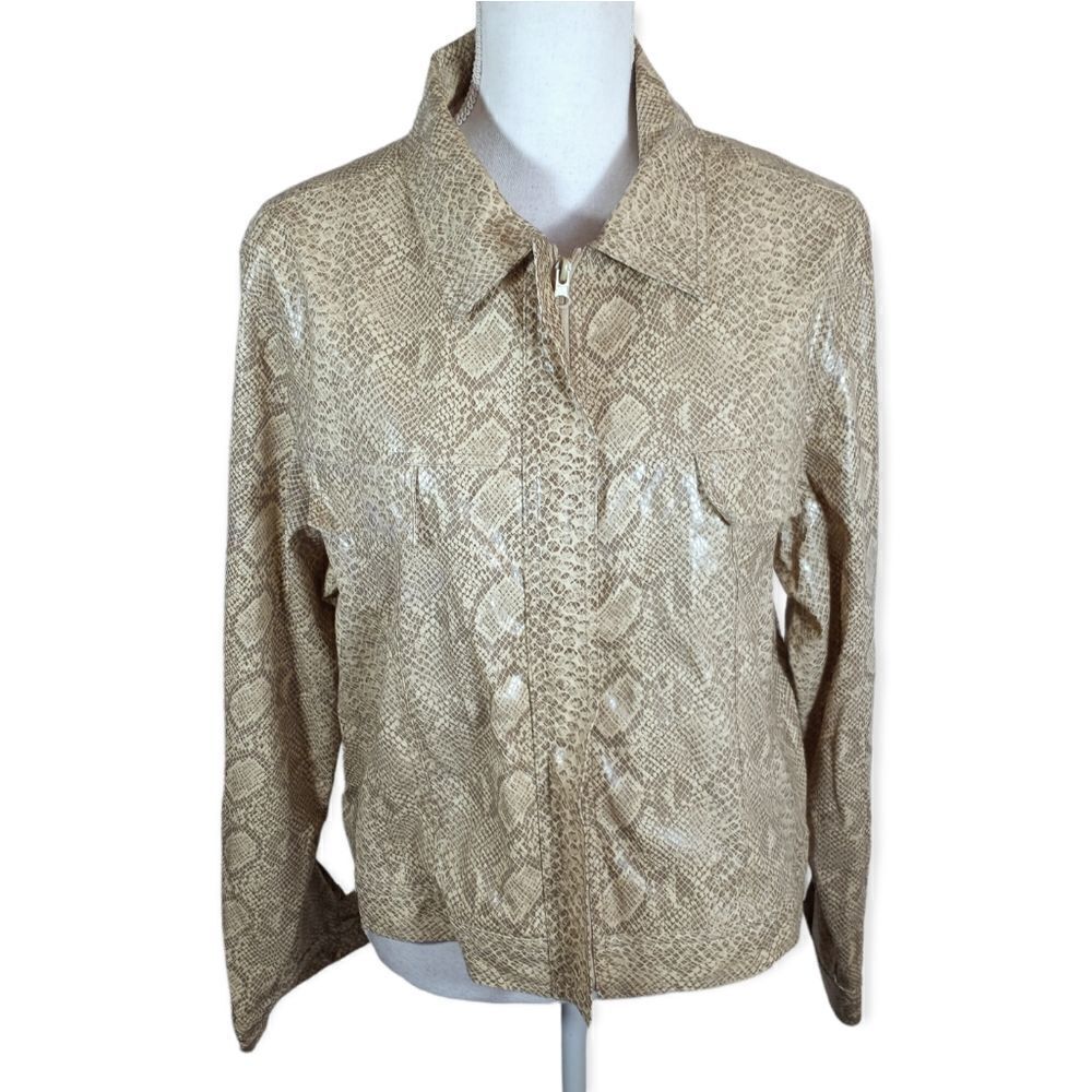 FU DA SPORT FAUX SNAKESKIN CREAM/BEIGE JACKET SZ.XL EUC